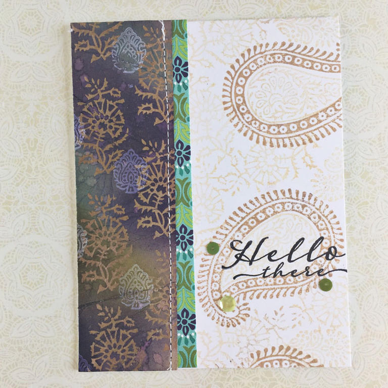 size: 4 1/4&quot; x 5 1/2&quot;<br />
<br />
stamps: Woodblock Prints, Scripted<br />
<br />...