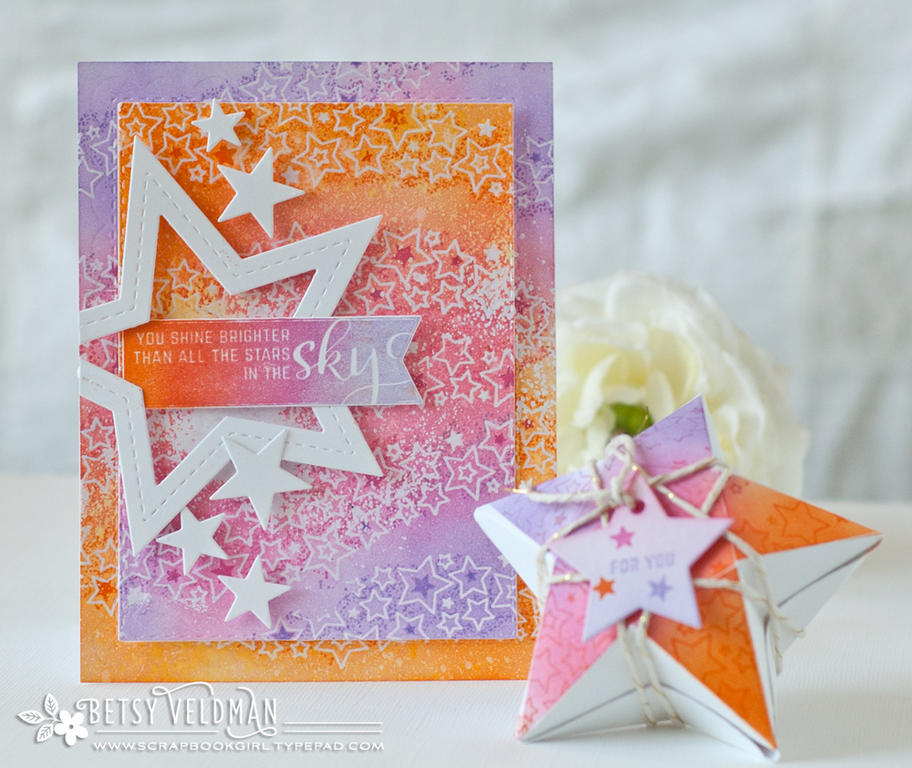 STAMPS: number the stars, background basics: galaxy<br />
INK: summer sunrise, orange zest,...