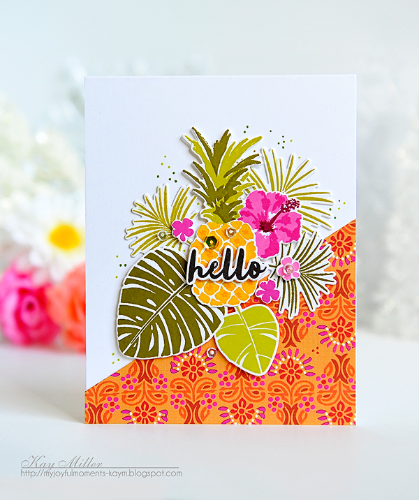 STAMPS: Tropics, Some Like it Hot<br />
DIES: Tropics, Some Like it Hot<br />
INK: Hibiscus...