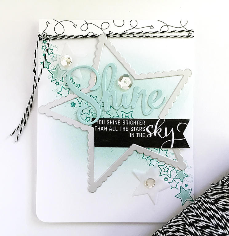 STAMPS: Number The Stars, Background Basics: Galaxy<br />
INK: Aqua Mist, Tropical Teal, True...