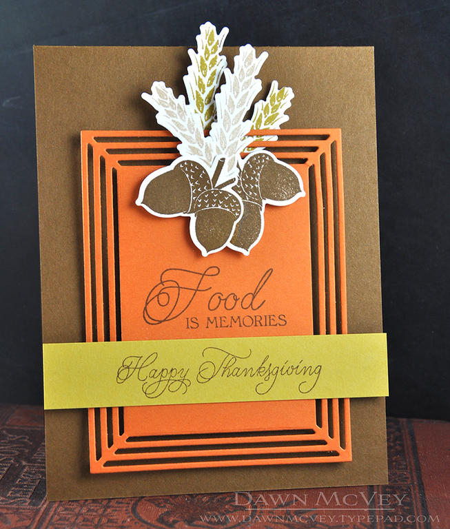 Paper: stamper&#039;s select white, saffron spice, canyon clay, cocoa bean<br />
Stamps: Give...