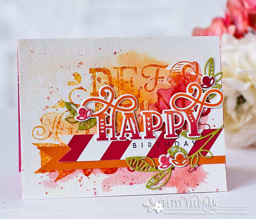 Stamps:  Fancy Foliage, Alphabet Soup, Paper Clippings: Birthday<br />
Ink:  Summer Sunrise,...