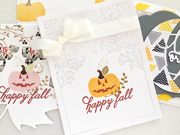 STAMPS: Autumn Pumpkins, Pumpkin Expressions<br />
INK: Summer Sunrise, Cocoa Bean, Saffron...