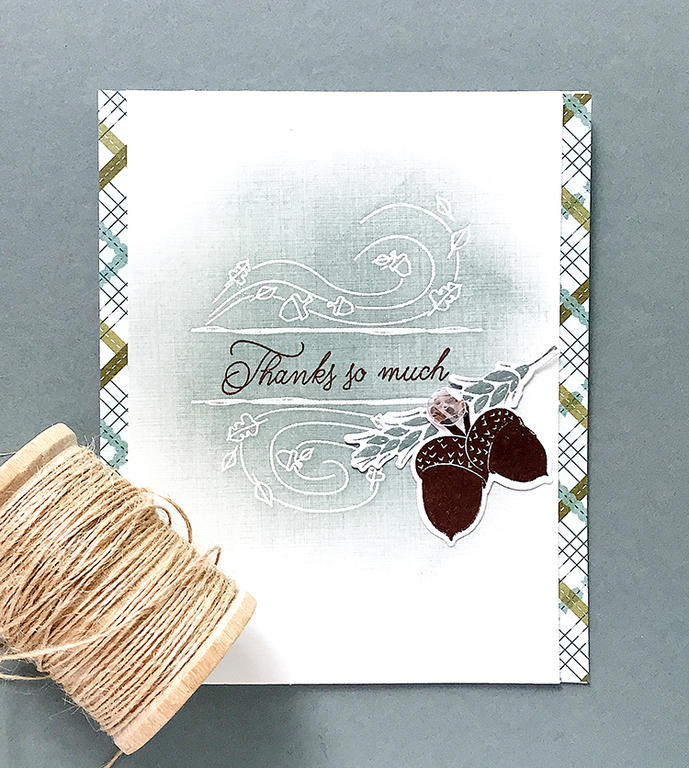 STAMPS: Give Thanks, Splits: Giving Thanks<br />
INK: Stormy Sea, Dark Chocolate<br />
PAPER:...