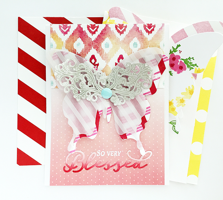 STAMPS: What the Doodle: Tea Time, Inspired: Blessed, Background Basics: Super Stripes INK: Pure...
