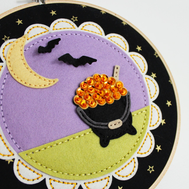 Dies: Stitched Beaded Cauldron Die, Stitched Moon &amp; Sketched Stars Die, Haunted Headstones...