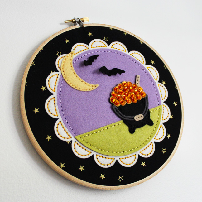 Dies: Stitched Beaded Cauldron Die, Stitched Moon &amp; Sketched Stars Die, Haunted Headstones...