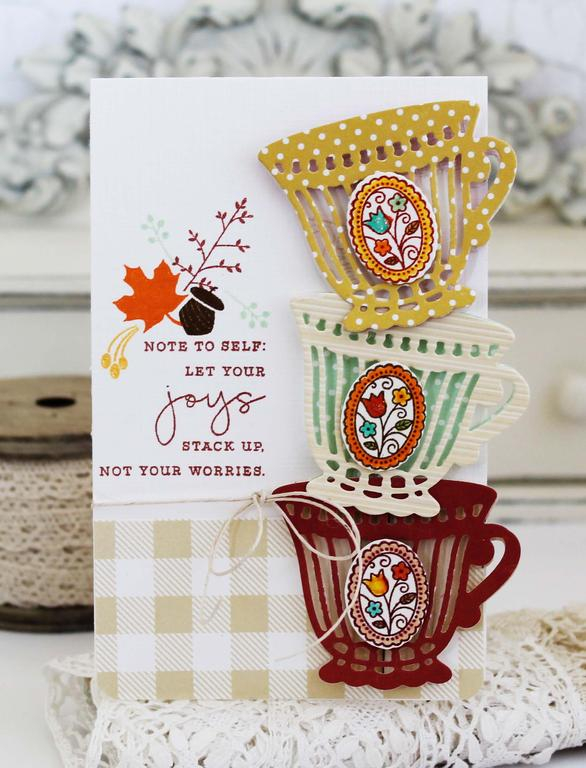 Papertrey Ink Supplies Used:<br />
Stamps:<br />
What the Doodle:  Tea Time, Choose Joy, Paper...