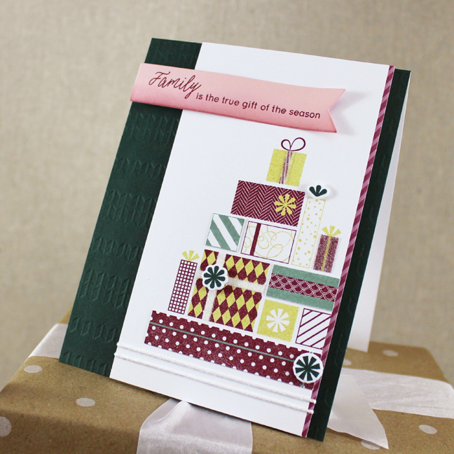 Stamps: Gifts Of The Season - Papertrey Ink<br />
Cardstock: Pinefeather, Sweet Blush, Autumn...