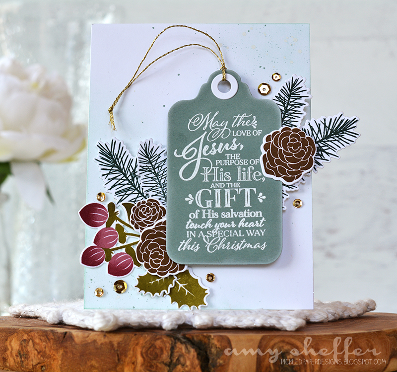 Stamps: A Thrill of Hope, Holiday Greens<br />
<br />
Dies:Â Holiday Greens, Tag Sale #1<br />...