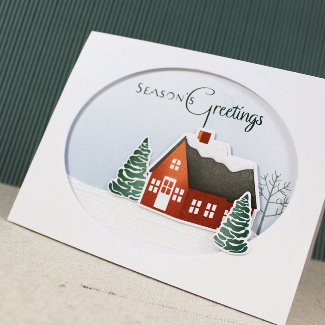 Stamps: Winter Village - Papertrey Ink<br />
Cardstock: white<br />
Ink: Spring Rain, Melon...