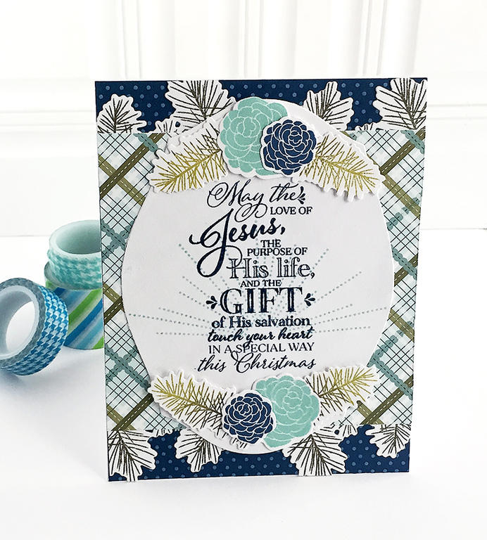 STAMPS: Holiday Greens, Holiday Greens Borders, Shine, A Thrill of Hope<br />
INK: Aqua Mist,...