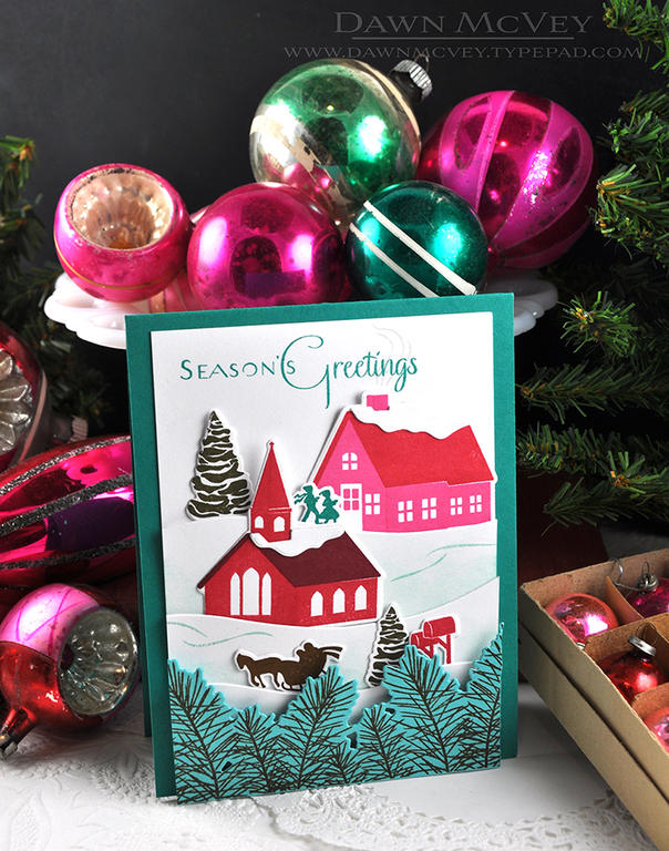 Paper: stamper&#039;s select white, hawaiian shores, tropical teal<br />
Stamps: Winter...