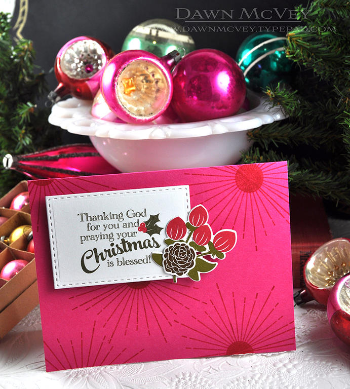 Paper: stamper&#039;s select white, raspberry fizz<br />
Stamps: A Thrill of Hope, Shine,...