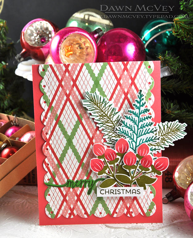 Paper: stamper&#039;s select white, new leaf, berry sorbet, holiday plaid<br />
Stamps: Holiday...