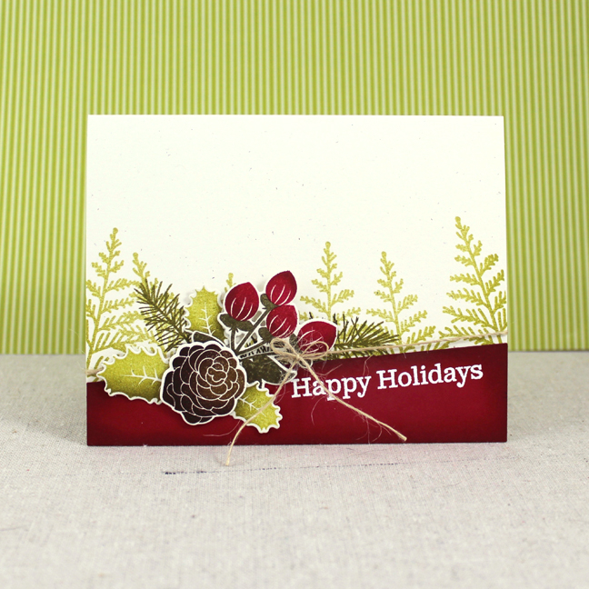 Happy Holidays Card<br />
Stamps: Holiday Greens, Holiday Greens Borders, Keep It Simple: Happy...