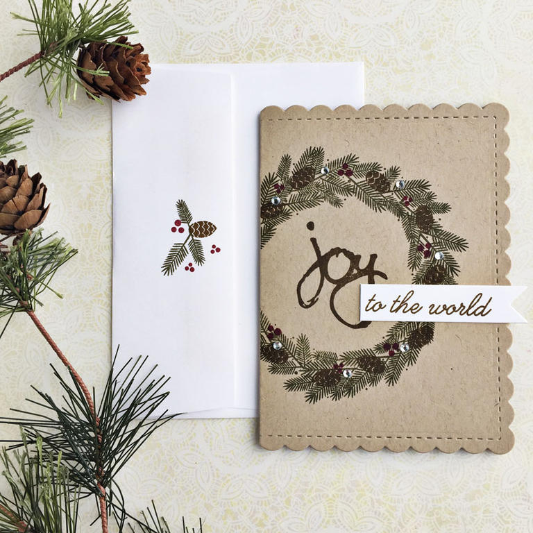 size: 3 1/2&quot; x 5&quot; (A1)<br />
<br />
stamps: Sprig Wreath, Jingle All the Way<br />...
