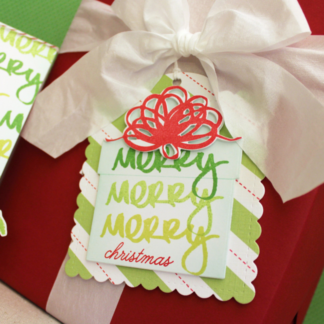 Merry Merry Merry Christmas Tag<br />
Stamps: Jingle All The Way, Enclosed: Present, Plaid...