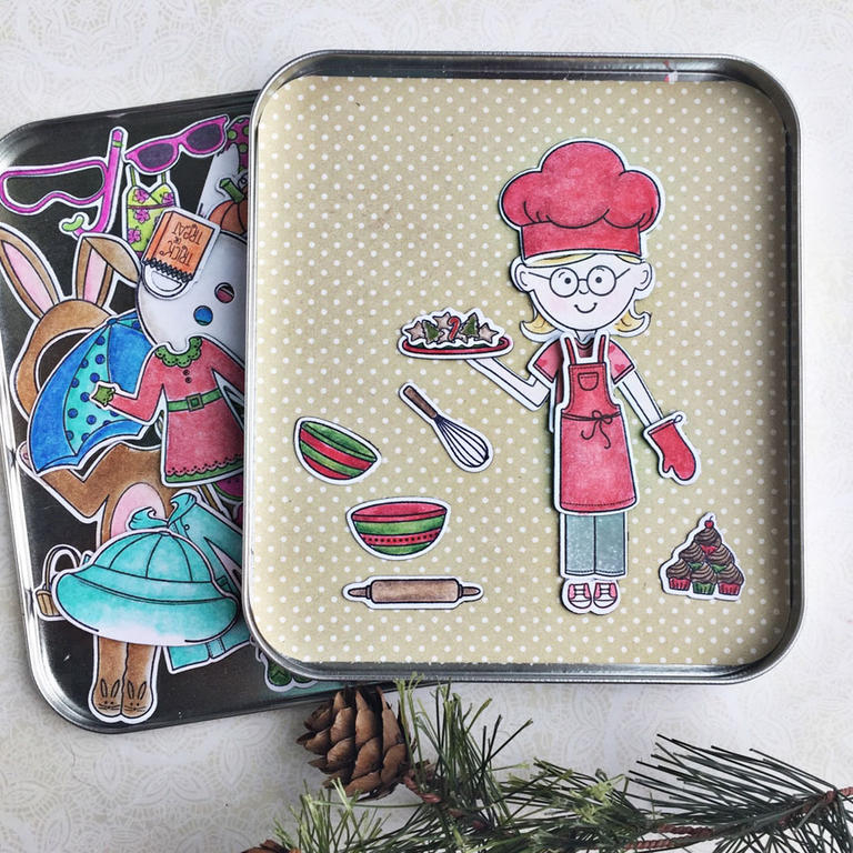 stamps: Dress Up Dolls: Basics, Dress Up Dolls: Let&#039;s Bake ink: True Black cardstock:...