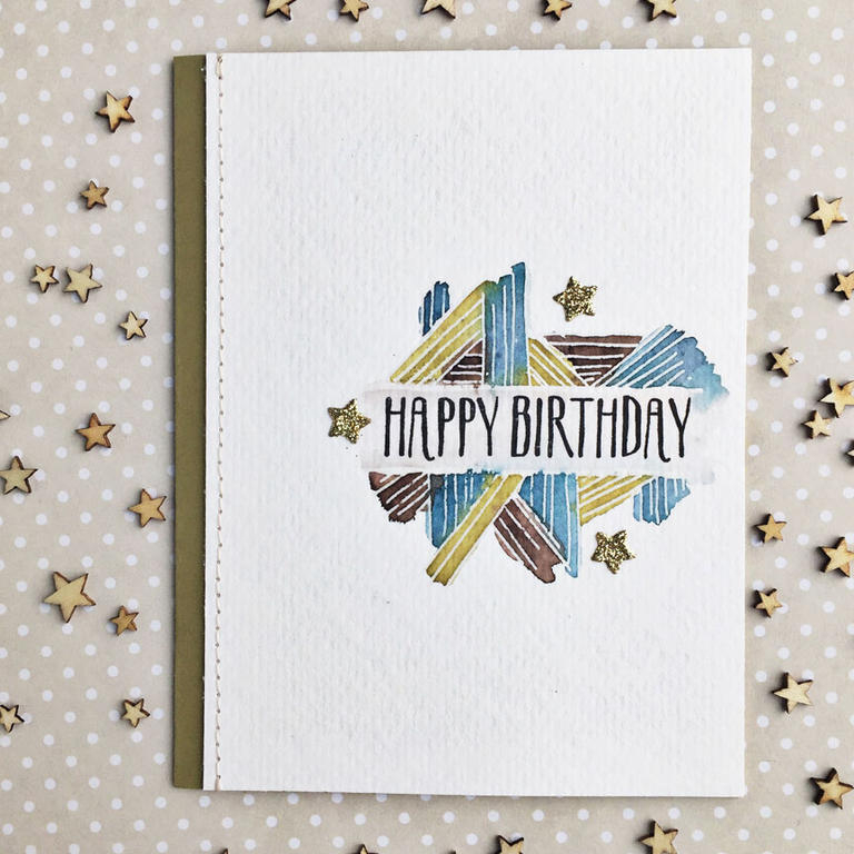 size: 4 1/4&quot; x 5 1/2&quot;<br />
<br />
stamps: Splits: Birthday<br />
<br />
ink: Dark...