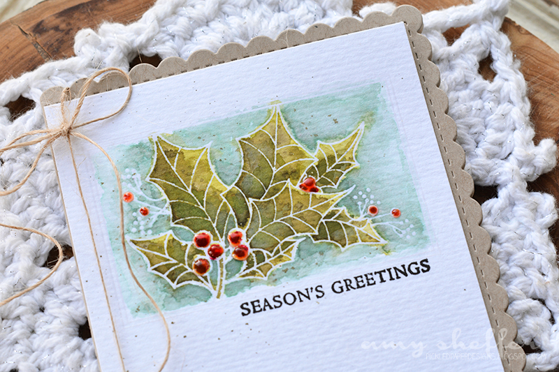 Stamps: Botanical Blocks IV<br />
Dies: Noted: Scalloped A2<br />
Ink: Versamark, Aqua Mist,...