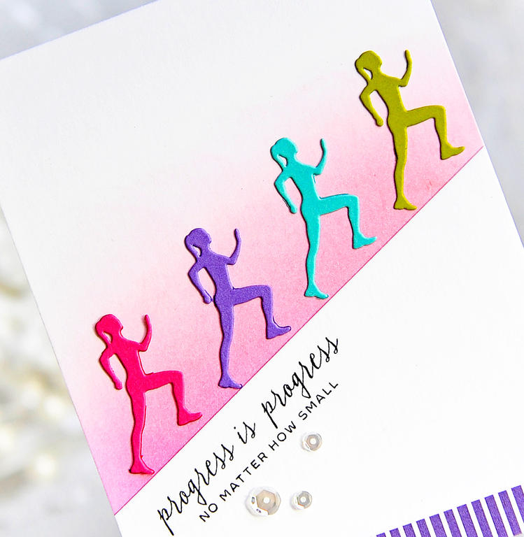 STAMPS:  Making Strides<br />
DIES: She Moves<br />
INK: True Black, Raspberry Fizz<br />...