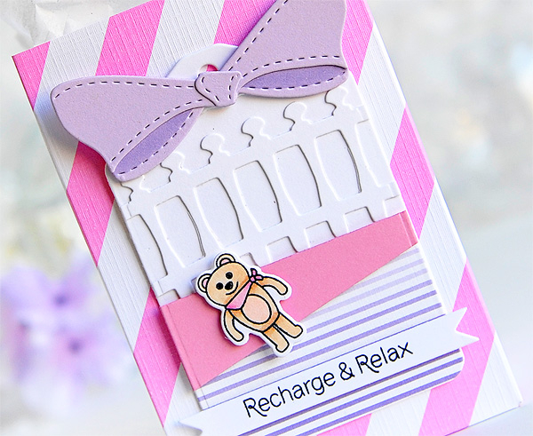 STAMPS: Take it Easy, Sweet Dreams<br />
DIES: Tag Sale #10, Sweet Dreams, Cozy Bed, Wrap it...