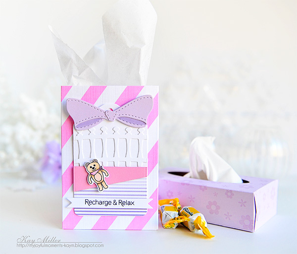 STAMPS: Take it Easy, Sweet Dreams<br />
DIES: Tag Sale #10, Sweet Dreams, Cozy Bed, Wrap it...