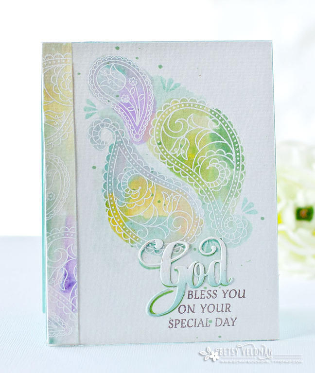 Stamps:  What the Doodle: Paisley, Inspired: God<br />
Ink:  Aqua Mist, Amethyst Allure, New...