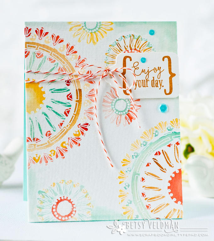 Stamps:  Boho Rounds<br />
Ink:  Honey Nut, Orange Zest, Summer Sunrise, Harvest Gold, Aqua...