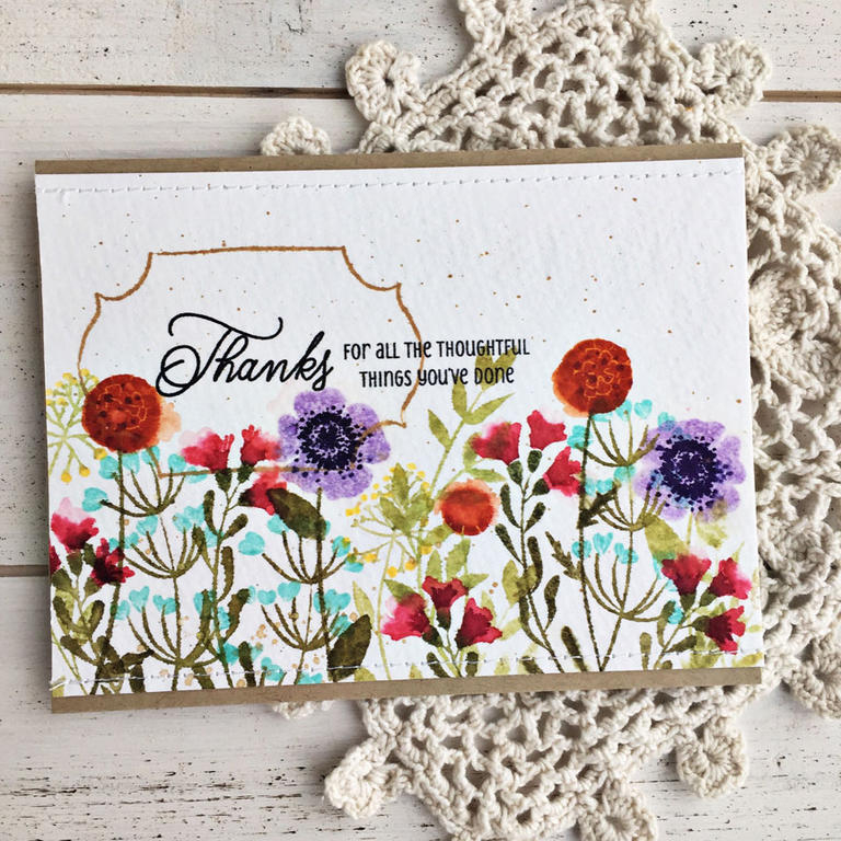 size: 5 1/2" x 4 1/4"<br />
<br />
stamps: Gathered Garden<br />
<br />
ink: True...