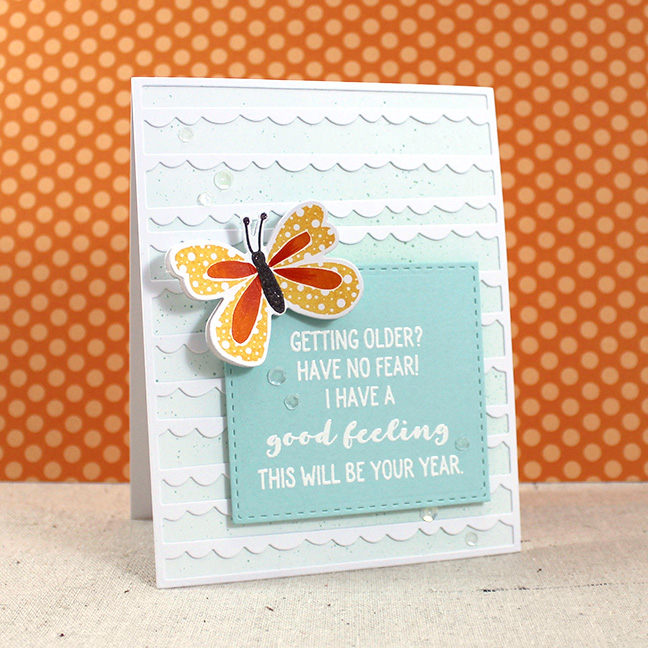 Stamps: Offbeat Birthday, Butterfly Hope - Papertrey Ink<br />
Cardstock: Aqua Mist - Papertrey...