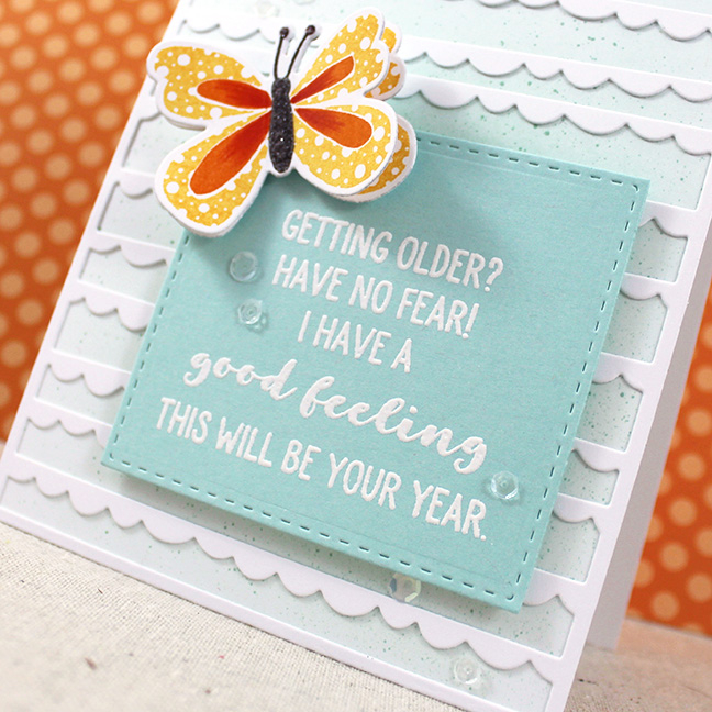 Stamps: Offbeat Birthday, Butterfly Hope - Papertrey Ink<br />
Cardstock: Aqua Mist - Papertrey...
