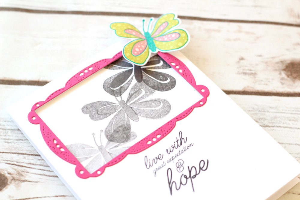 STAMPS - Butterfly Hope<br />
INK - Smokey Shadow, Black, Tropical Teal, Berry Sorbet, Simply...