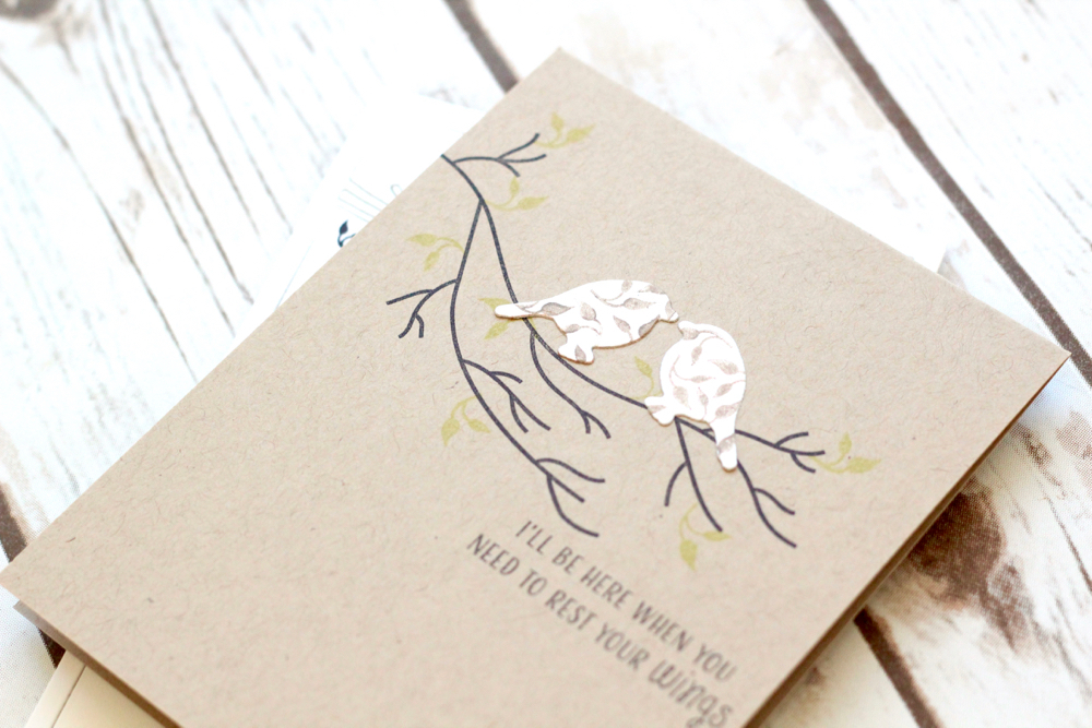 STAMPS - Nesting<br />
INK - Black, Brown, Limeade Ice<br />
PAPER - White, Kraft<br />
DIES...