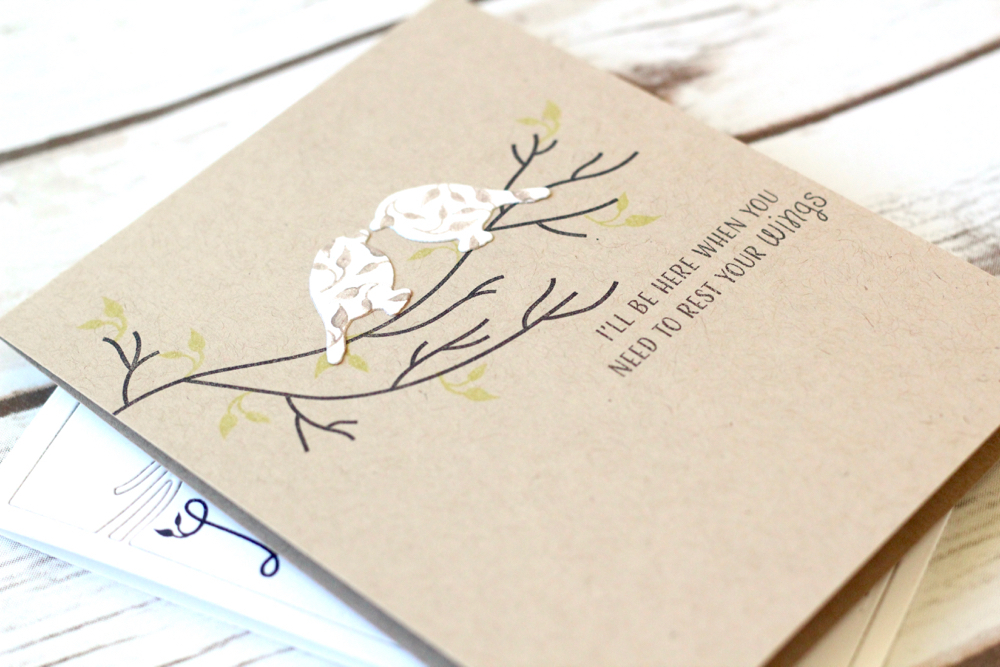 STAMPS - Nesting<br />
INK - Black, Brown, Limeade Ice<br />
PAPER - White, Kraft<br />
DIES...