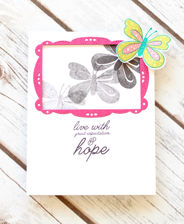 STAMPS - Butterfly Hope<br />
INK - Smokey Shadow, Black, Tropical Teal, Berry Sorbet, Simply...