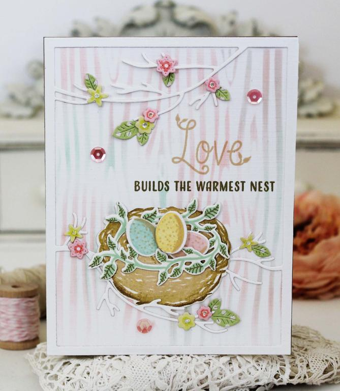 Stamps:  Nesting<br />
<br />
Ink:  Fine Linen, Dark Chocolate, Sweet Blush, Aqua Mist,...