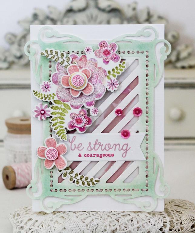 Stamps:  Courage &amp; Kindness<br />
<br />
Ink:  Lilac Grace, Hibiscus Burst, Autumn Rose,...
