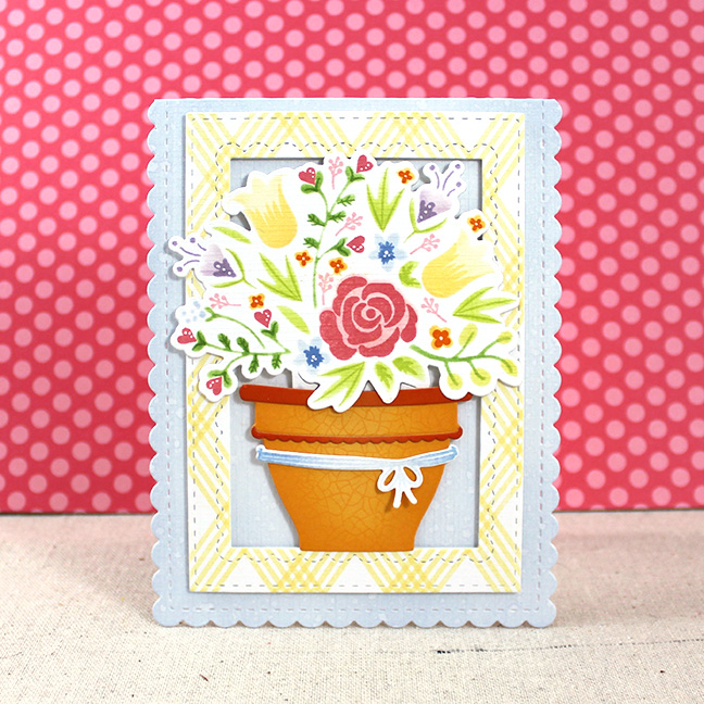 Stamps: Bloom &amp; Grow, Background Basics: Super Stripes, Crackled - Papertrey Ink<br />...