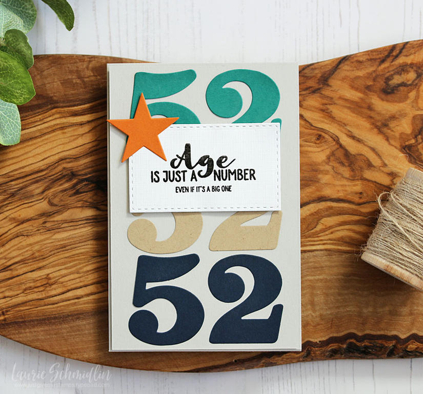 Stamps: Offbeat Birthday<br />
Dies: By the Numbers Mats, Noted: Scalloped A2 Vertical, Seeing...