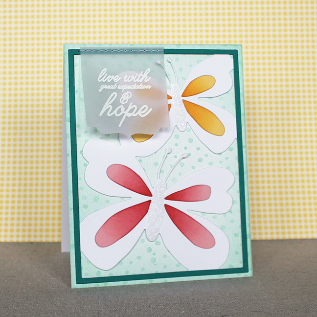 Stamps: Butterfly Hope, Background Basics: Splats - Papertrey Ink<br />
Cardstock: Fresh Snow...