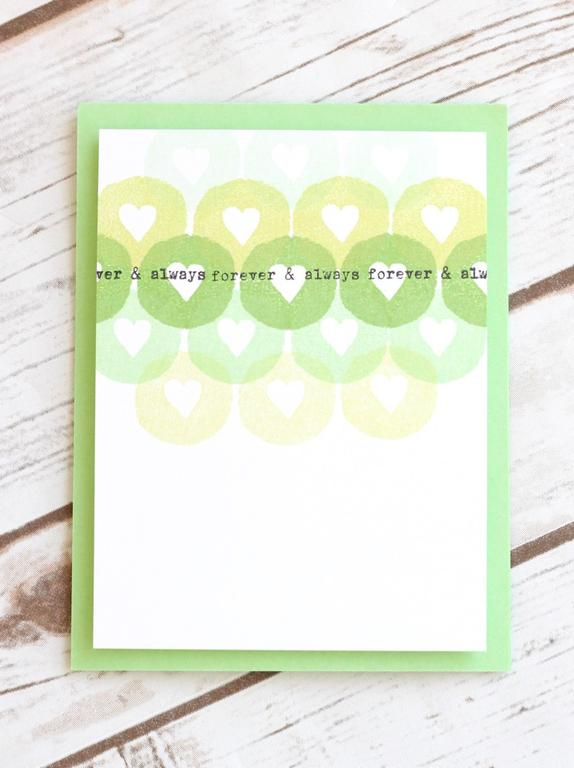 Stamps: Circled Symbols<br />
Ink: Vintage Jadeite, New Leaf, Limeade Ice, Black<br />
Paper:...