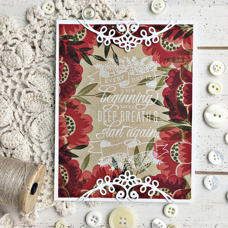 Stamps: Quoted: Start Again, Granâ€™s Garden<br />
Ink: Fresh Snow, Berry Sorbet, Pure Poppy,...