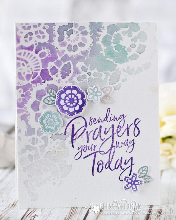 Stamps:  Pen &amp; Ink, Lovely Lace<br />
Ink:  Amethyst Allure, Royal Velvet, Aqua Mist,...