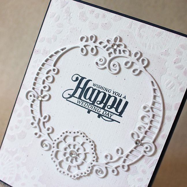Happy Wedding Day Card<br />
Stamps: Make It Market Mini Kit: Lovely Lace - Papertrey Ink<br />...