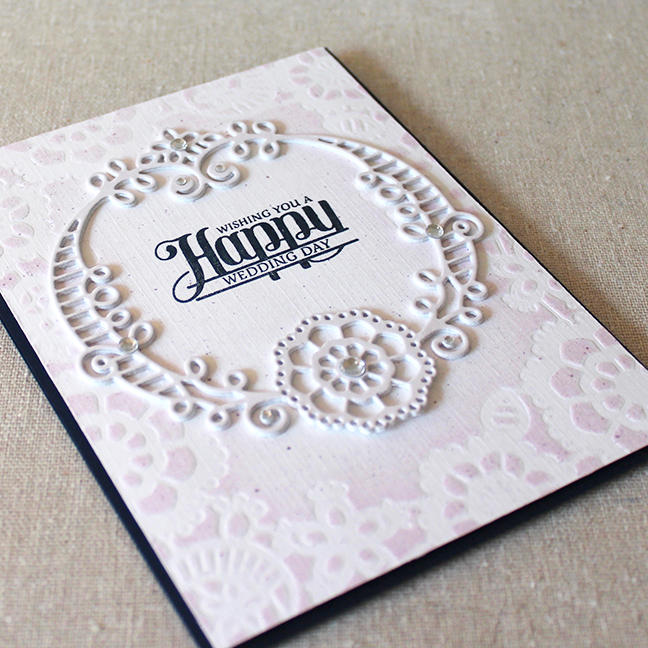 Happy Wedding Day Card<br />
Stamps: Make It Market Mini Kit: Lovely Lace - Papertrey Ink<br />...