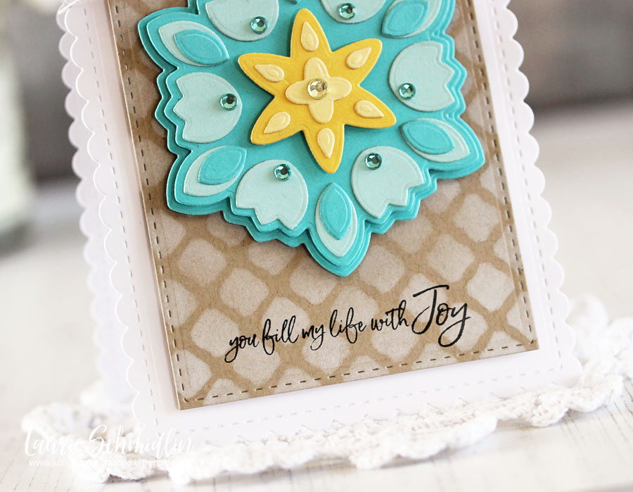 Stamps: Pen &amp; Ink<br />
Dies: Flower Mandalas II, Noted: A2 Scalloped Vertical<br />
Ink:...