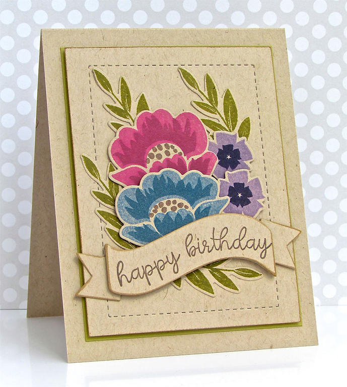 Stamps: Granâ€™s Garden, Ways to Say: Birthday<br />
Card stock: Kraft, Old Olive<br />
Inks:...