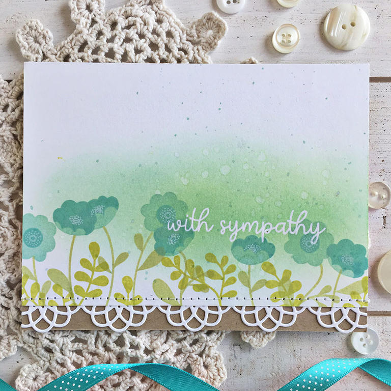 STAMPS: Ways to Say: With Sympathy, Ivy &amp; Bloom<br />
<br />
INK: Versamark (Tsukineko),...